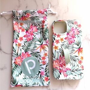 Loopy iPhone 14 Floral Tropical Pink Green Phone Case